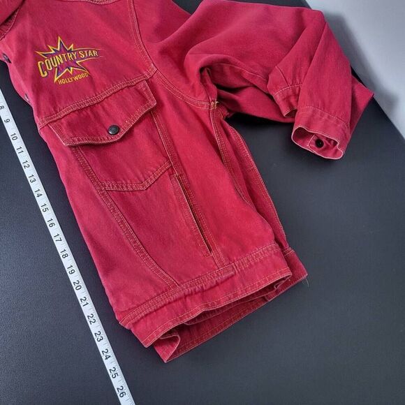 Vintage Tony Nowak Mens Country Star Hollywood Denim Jacket Red Medium Retro - Picture 6 of 6